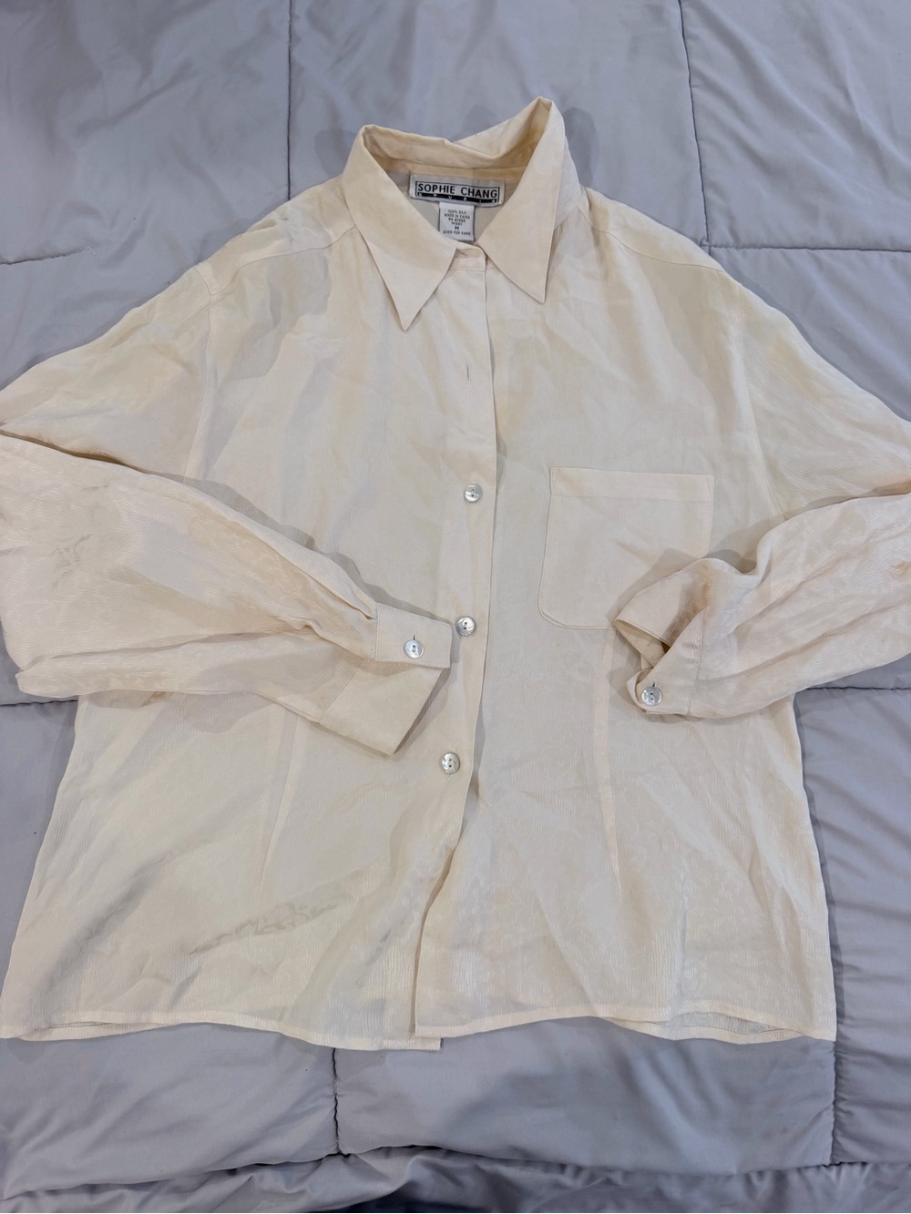 Vintage 100% Silk Sophie Chang Floral Button Down